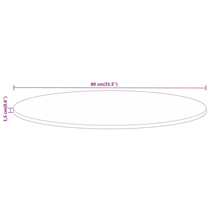 Table Top Ø 80x1.5 cm Round Solid Wood Rough Mango