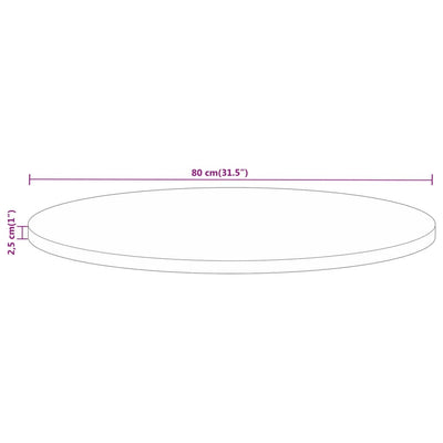 Table Top Ø 80x2.5 cm Round Solid Wood Rough Mango