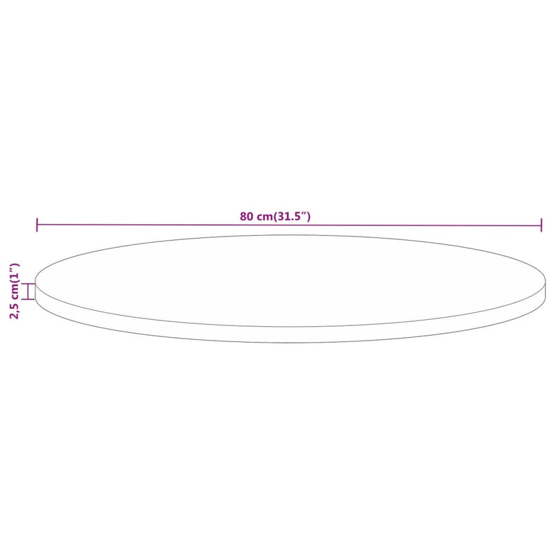 Table Top Ø 80x2.5 cm Round Solid Wood Rough Mango