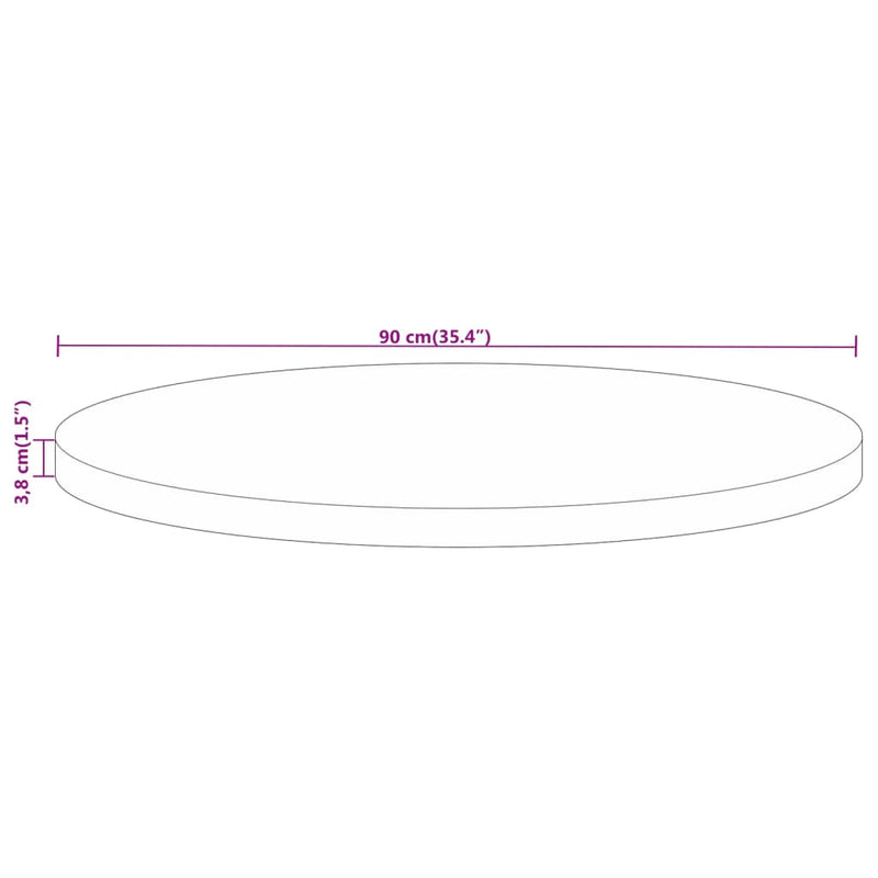 Table Top Ø 90x3.8 cm Round Solid Wood Rough Mango