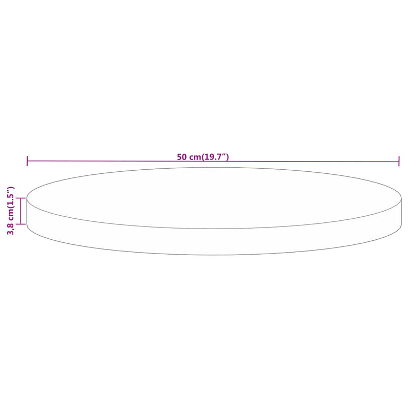 Table Top Ø 50x3.8 cm Round Solid Wood Reclaimed