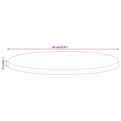 Table Top Ø 60x2.5 cm Round Solid Wood Reclaimed