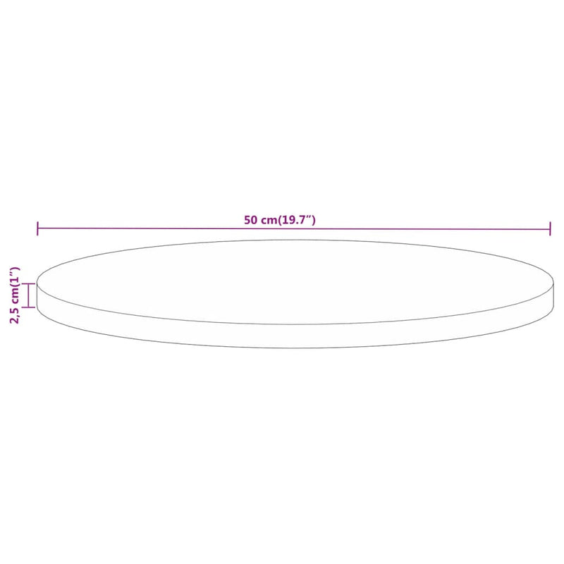 Table Top Ø 50x2.5 cm Round Solid Wood Mango