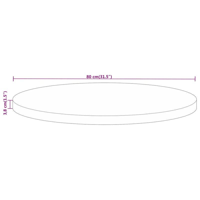 Table Top Ø 80x3.8 cm Round Solid Wood Mango