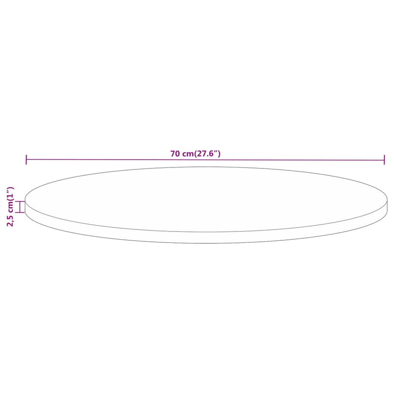 Table Top Ø 70x2.5 cm Round Solid Wood Mango