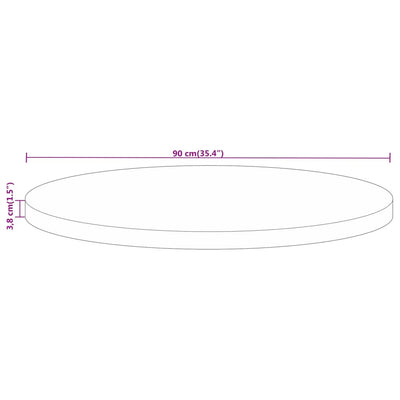 Table Top Ø 90x3.8 cm Round Solid Wood Mango