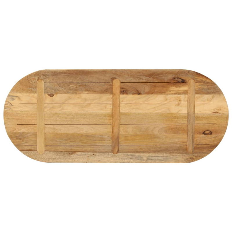 Table Top 140x50x2.5 cm Oval Solid Wood Rough Mango