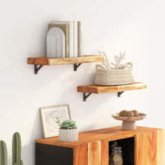 vidaXL Wall Shelf 60x30x2.5 cm Rectangular Solid Wood Acacia Live Edge 1
