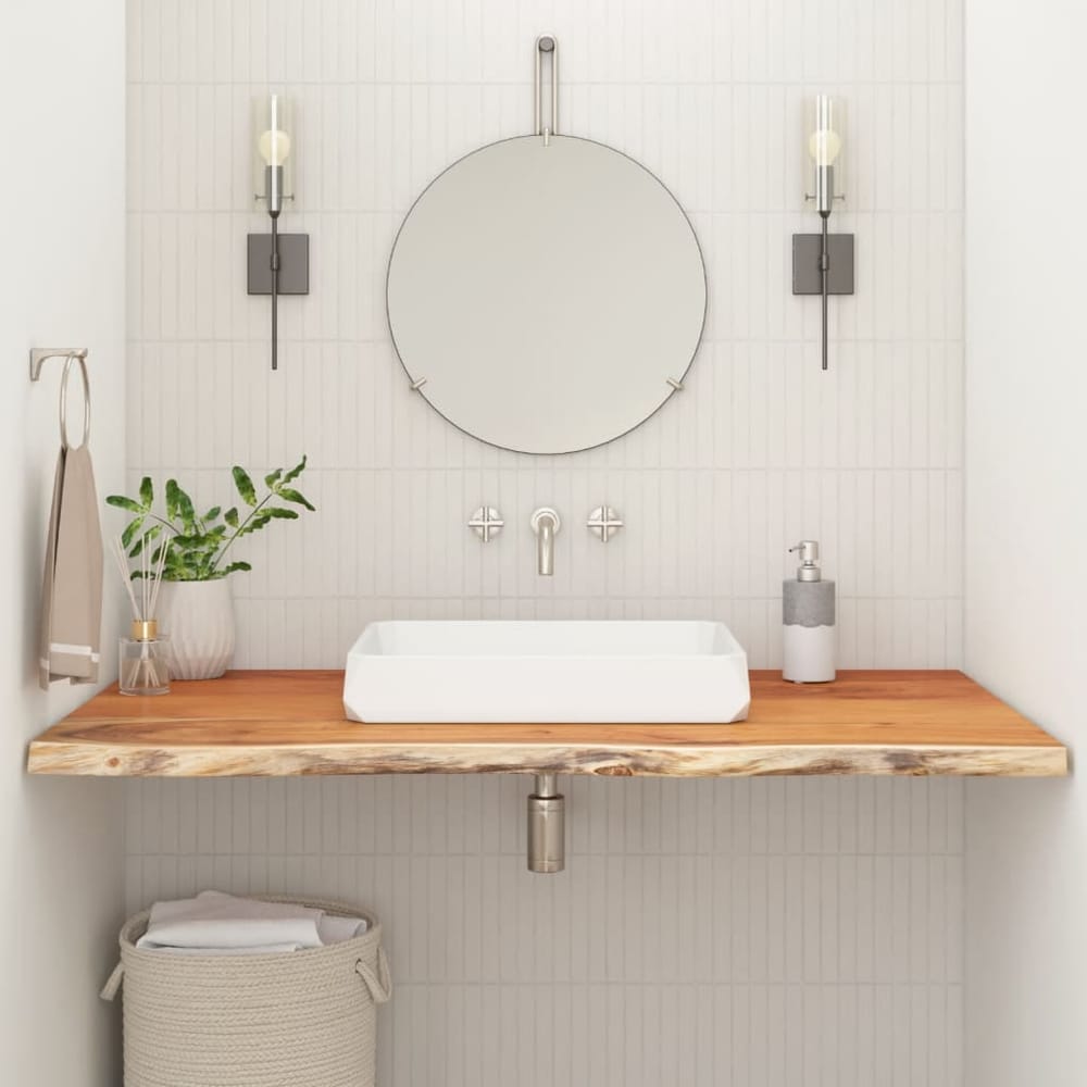 Bathroom Countertop Square Solid Wood Acacia Natural