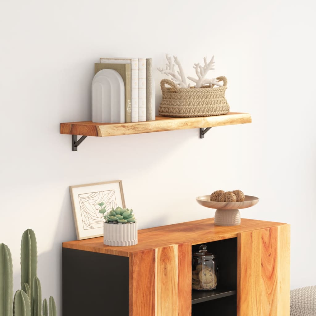vidaXL Wall Shelf 90x30x3.8 cm Rectangular Solid Wood Acacia Live Edge 1