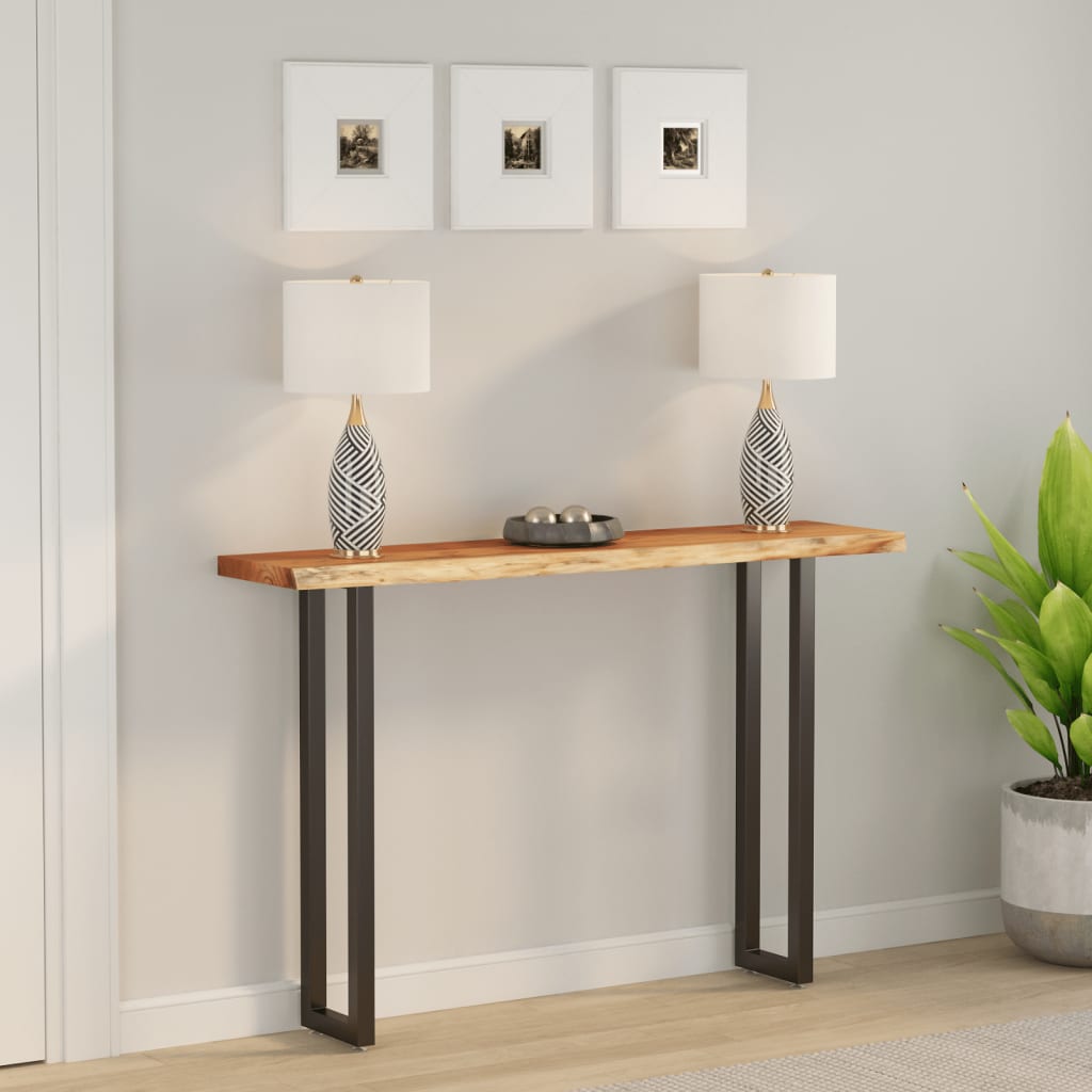 vidaXL Wall Shelf Rectangular Solid Wood Acacia Live Edge Natural Height 3.8 cm Solid Acacia Wood Depth 30 cm