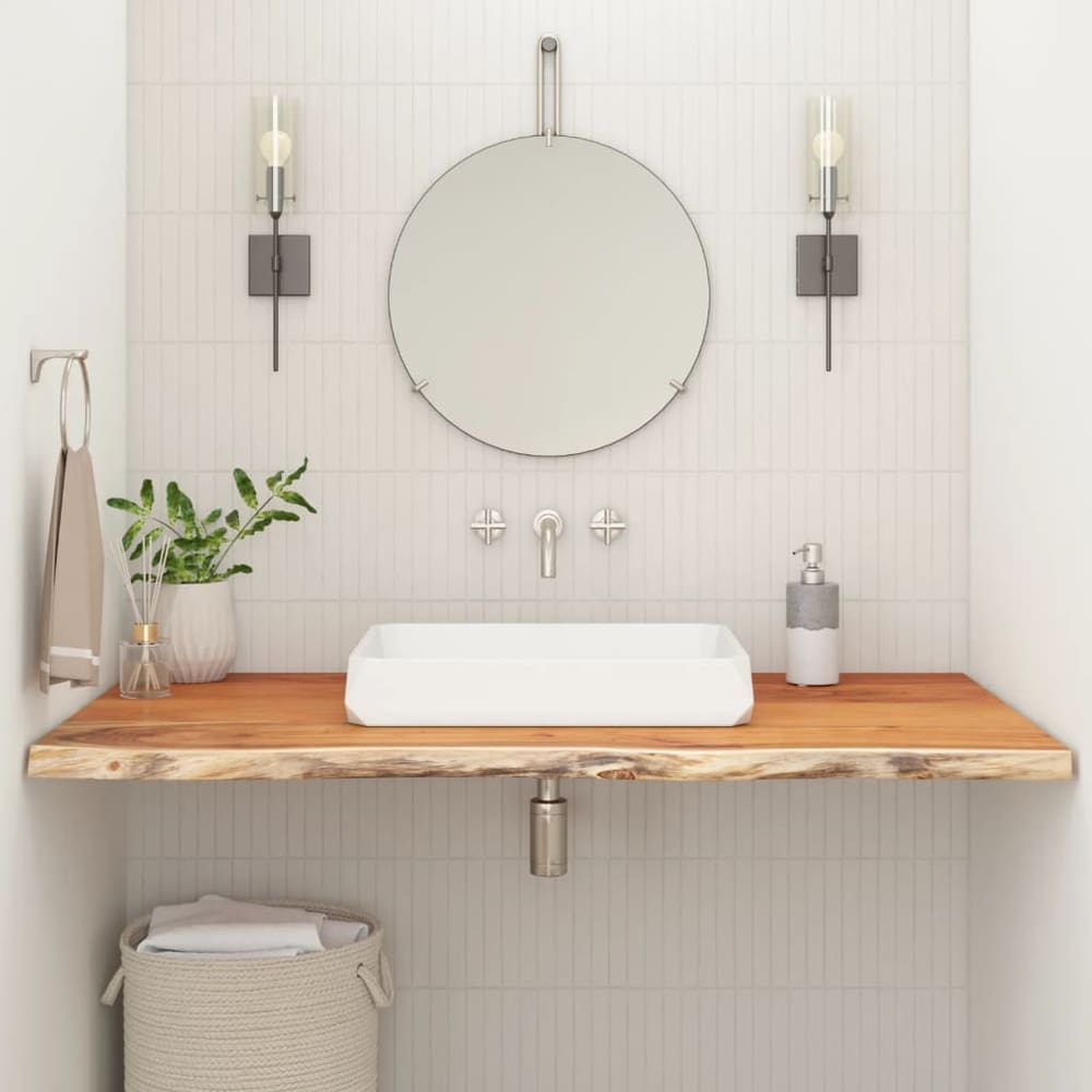 Bathroom Countertop Square Solid Wood Acacia Natural