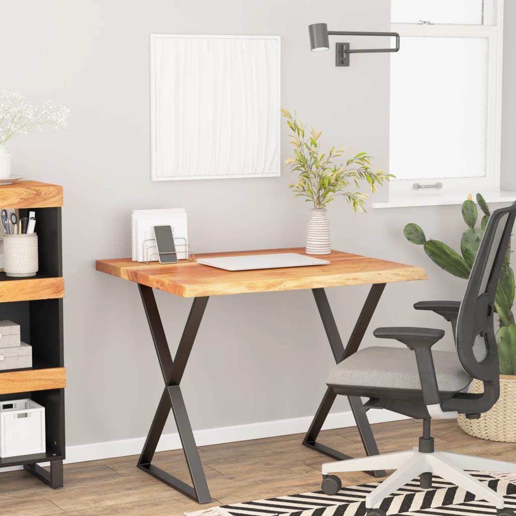Desk Top 80x80x3.8 cm Square Solid Wood Acacia Live Edge Natural Solid Acacia Wood 80 cm