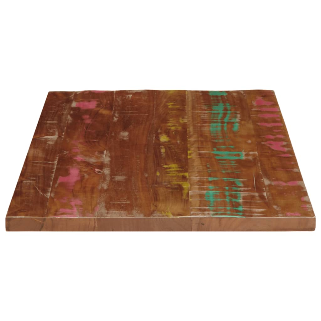 Table Top 50x50x3.8 cm Square Solid Wood Reclaimed Thickness 38 mm Reclaimed wood(multicolour) 70 cm