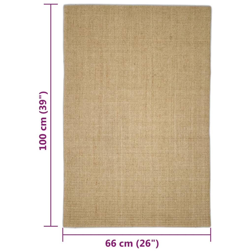 Sisal Rug for Scratching Post Width 66 cm Light Brown 100 cm