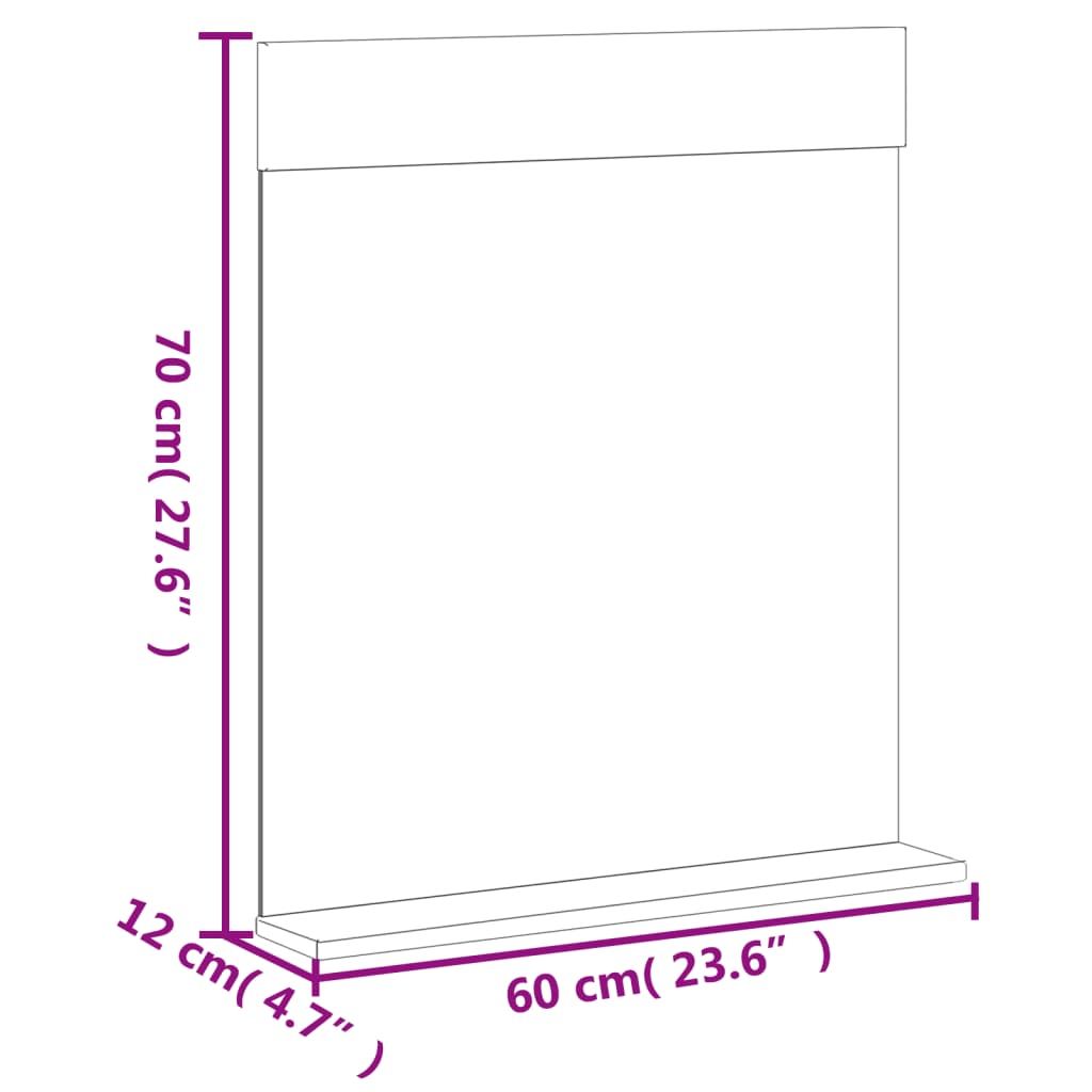 vidaXL Bathroom Mirror with Shelf BERG Black 60x12x70 cm Solid Wood 6