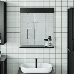 vidaXL Bathroom Mirror with Shelf BERG Black 60x12x70 cm Solid Wood 1