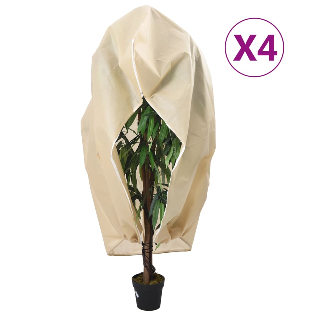 vidaXL Plant Fleece Covers with Zip 4 pcs 70 g/m² 1.55x1.55 m 1