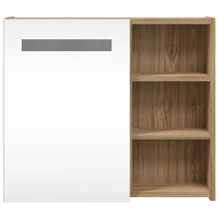 Bathroom Mirror Cabinet with LED Light Oak 60 x 13 x 52 cm
