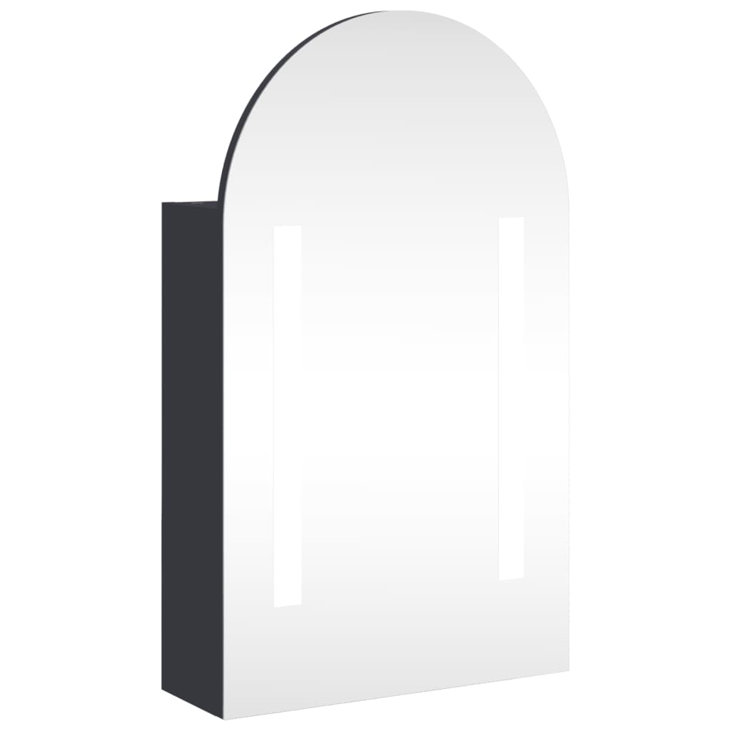 Bathroom Mirror Cabinet with LED Light Arched 42x13x70 cm Grey