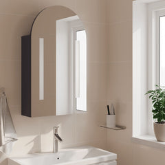 Bathroom Mirror Cabinet with LED Light Arched 42x13x70 cm Grey