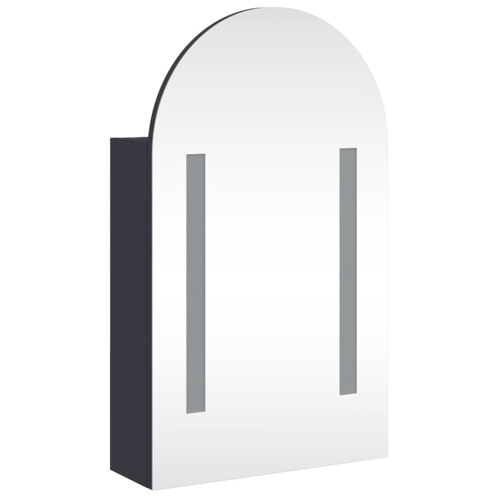 Bathroom Mirror Cabinet with LED Light Arched 42x13x70 cm Grey
