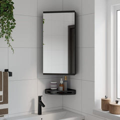 Corner Bathroom Mirror Cabinet 30x24x60 cm Black