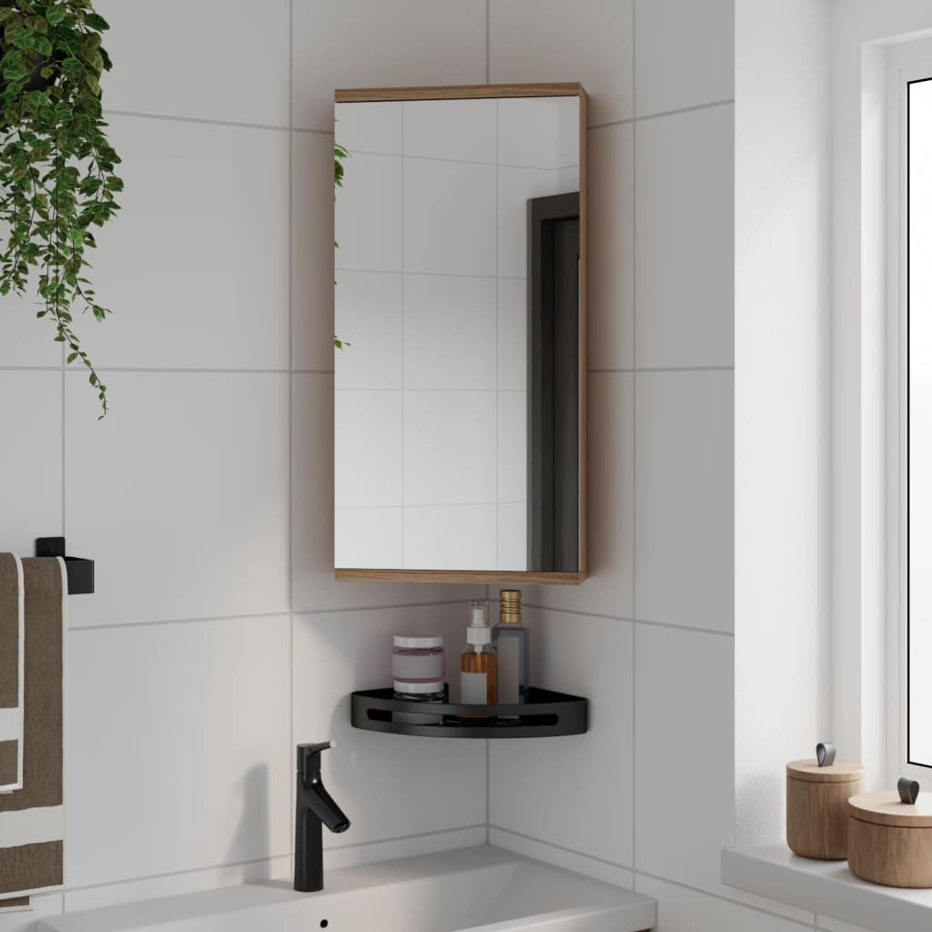 Corner Bathroom Mirror Cabinet 30x24x60 cm Oak