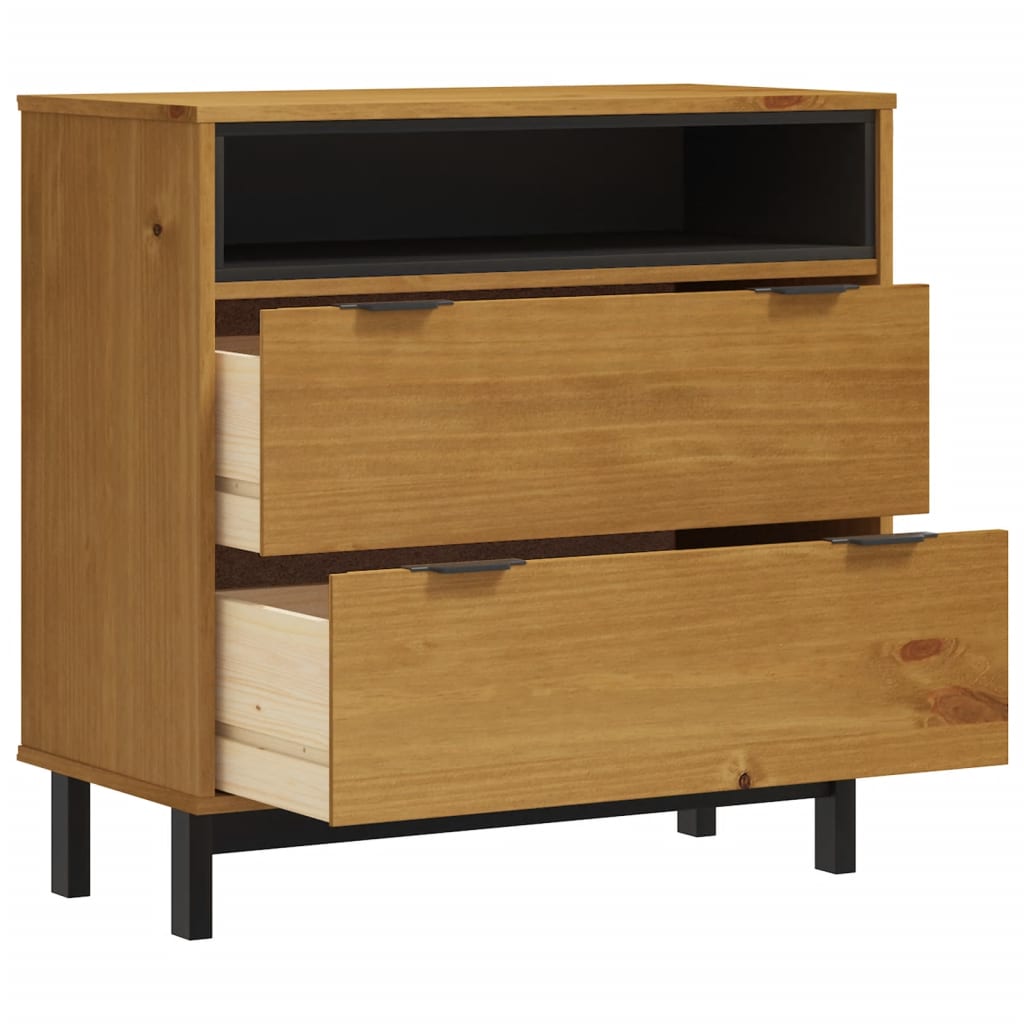 vidaXL Drawer Cabinet "FLAM" 80x40x80 cm Solid Wood Pine 3