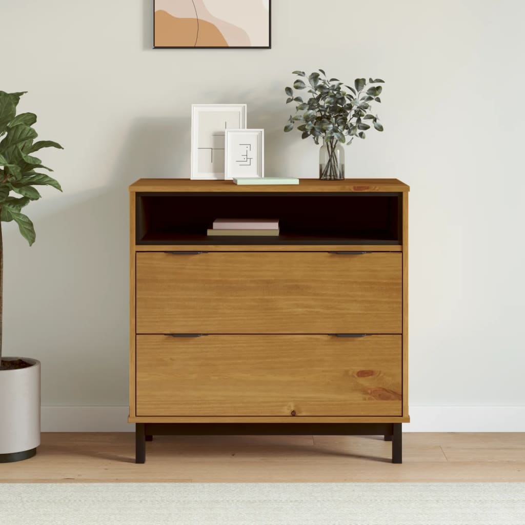 vidaXL Drawer Cabinet "FLAM" 80x40x80 cm Solid Wood Pine 1