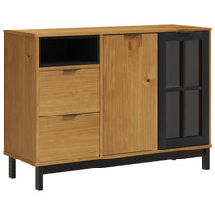 vidaXL Sideboard with Glass Door "FLAM" 110x40x80 cm Solid Wood Pine 2