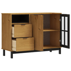 vidaXL Sideboard with Glass Door "FLAM" 110x40x80 cm Solid Wood Pine 3