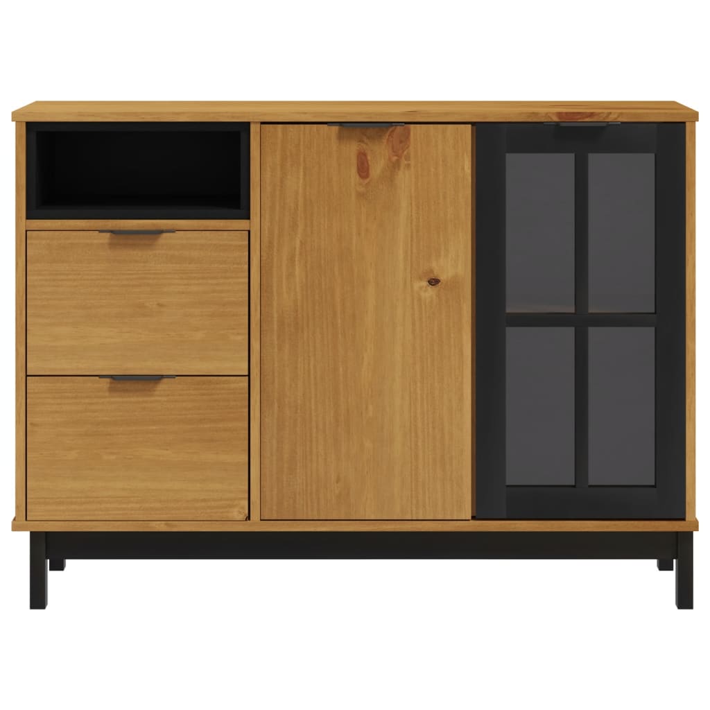 vidaXL Sideboard with Glass Door "FLAM" 110x40x80 cm Solid Wood Pine 4