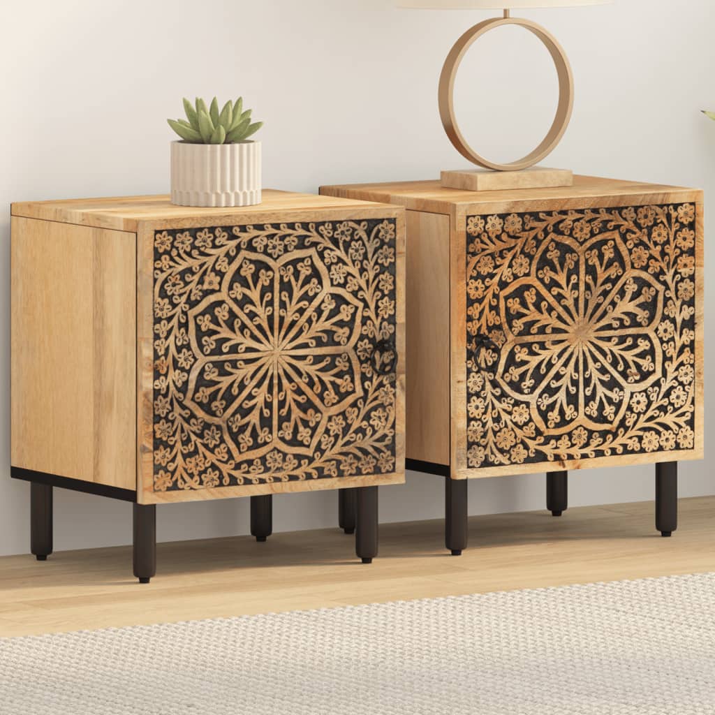 vidaXL Bedside Cabinets 2 pcs 40x33x46 cm Solid Wood Mango 1