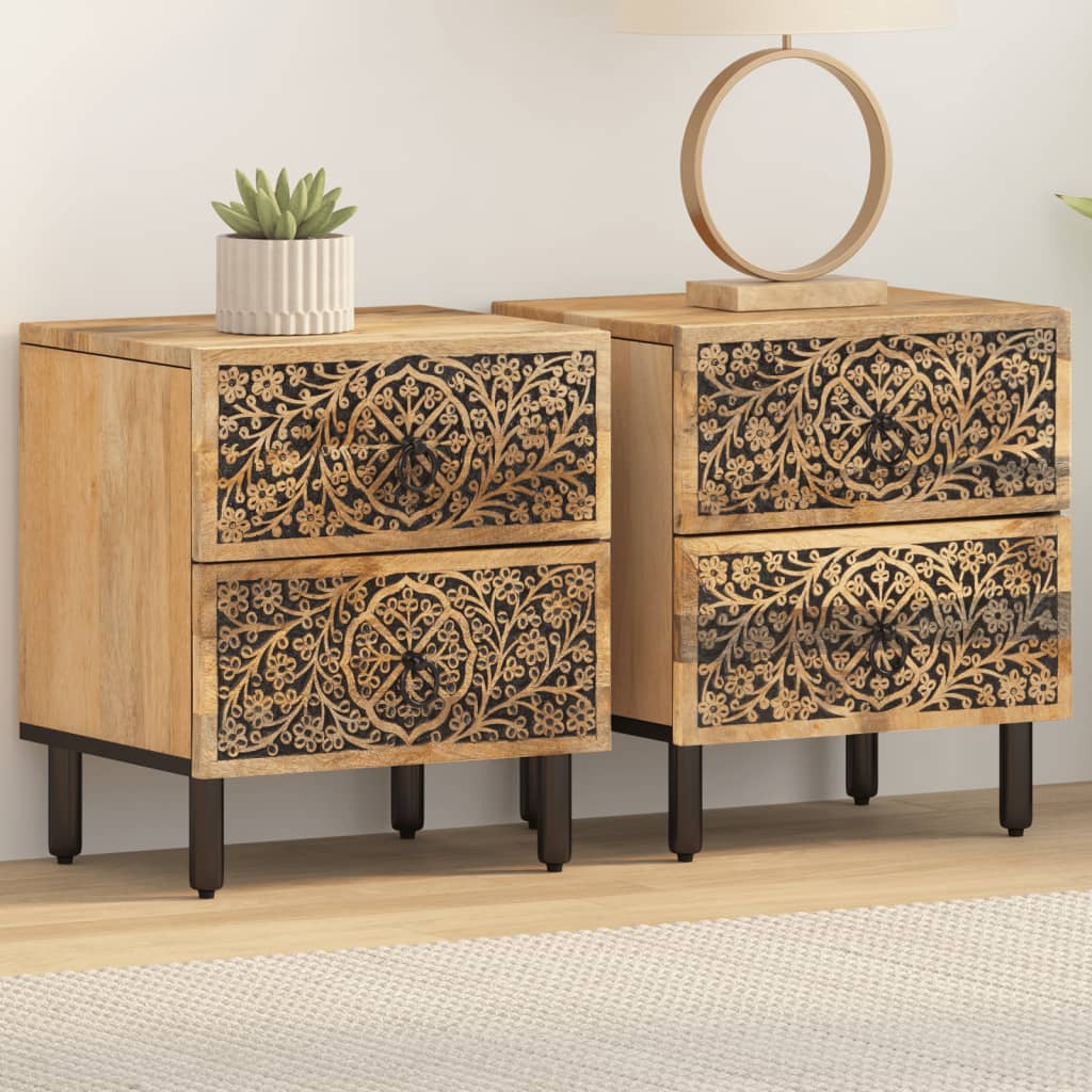 vidaXL Bedside Cabinets 2 pcs 40x33x46 cm Solid Wood Mango 1
