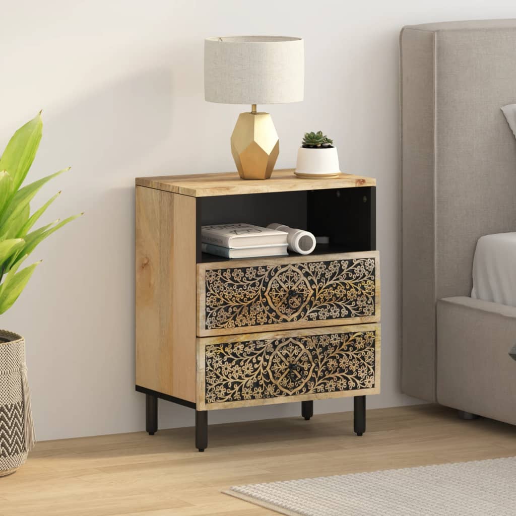 vidaXL Bedside Cabinet 50x33x60 cm Solid Wood Mango 3
