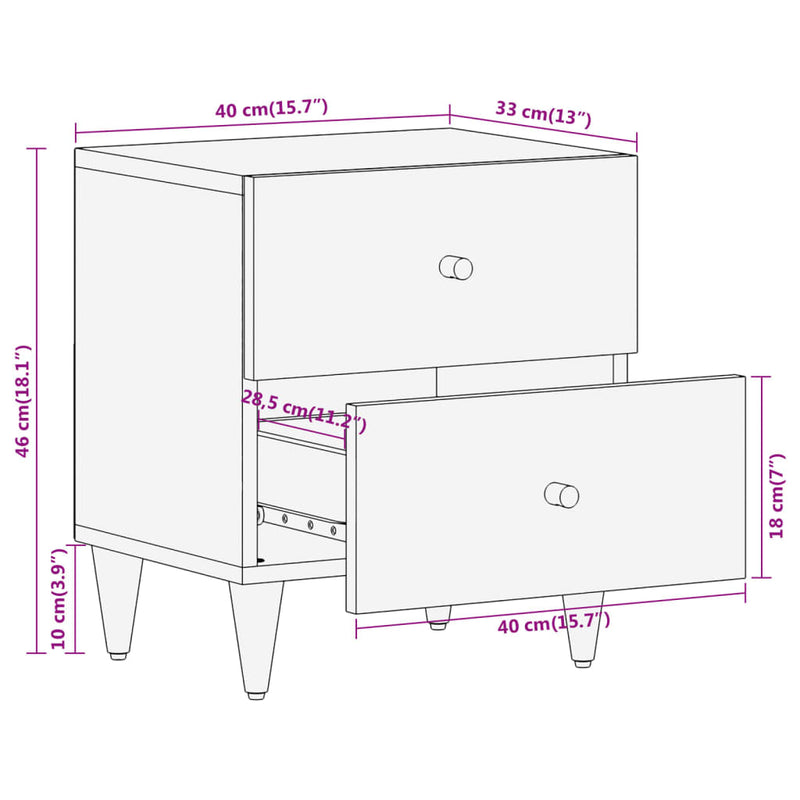 Bedside Cabinet 40x33x46 cm Solid Wood Mango