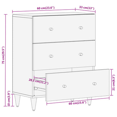 Side Cabinet 60x33x75 cm Solid Wood Mango