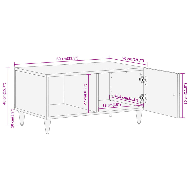 Coffee Table 80x50x40 cm Solid Wood Mango