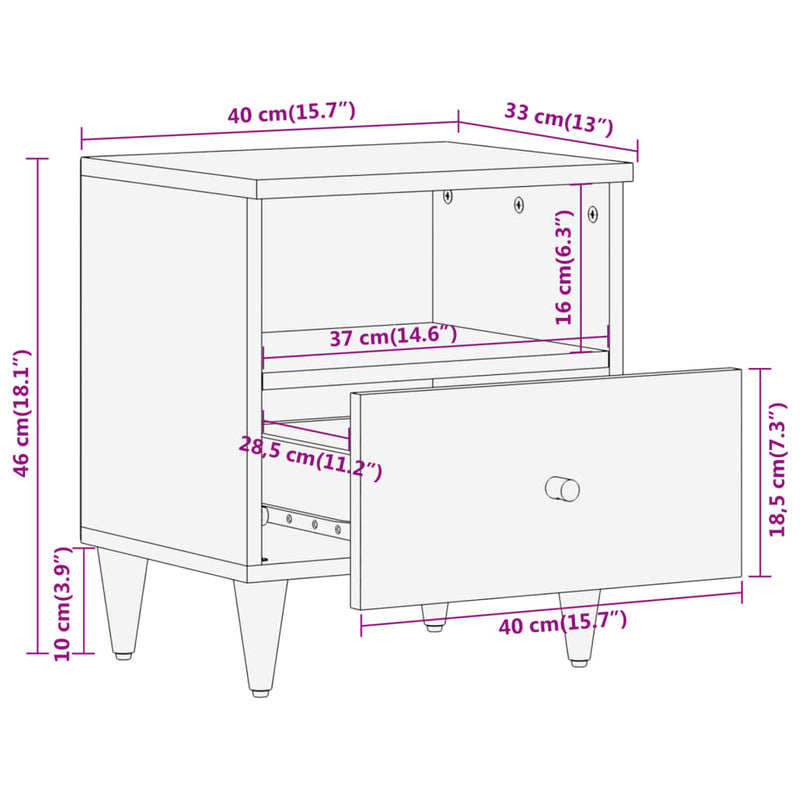 Bedside Cabinets 2 pcs 40x33x46 cm Solid Wood Mango