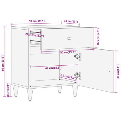 Bedside Cabinet 50x33x60 cm Solid Wood Mango