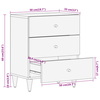 Bedside Cabinet 50x33x60 cm Solid Wood Mango