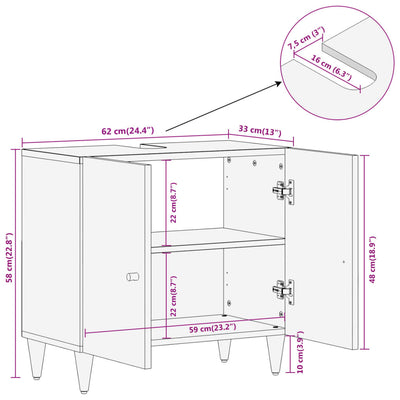 Bathroom Sink Cabinet 62x33x58 cm Solid Wood Mango