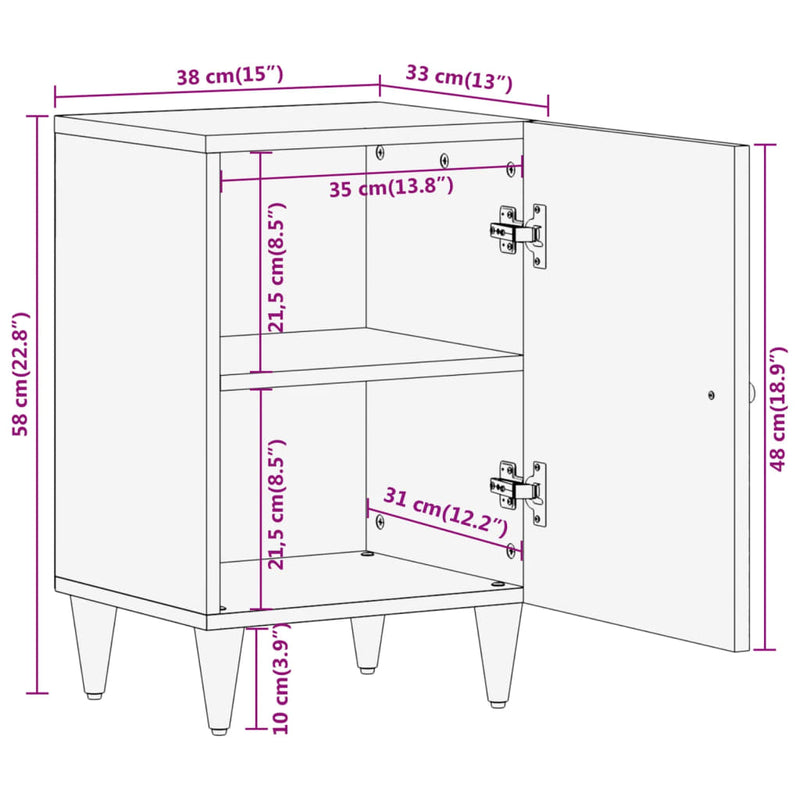 Bathroom Cabinet 38x33x58 cm Solid Wood Mango