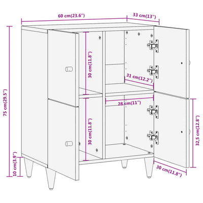 Side Cabinet 60x33x75 cm Solid Wood Mango