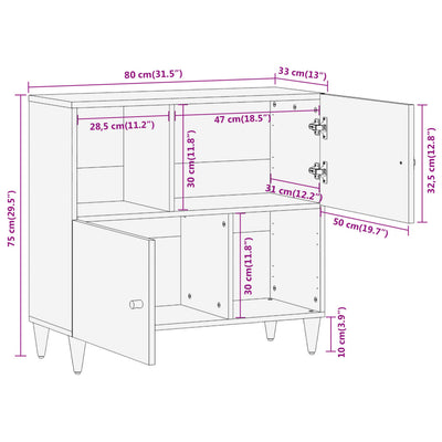 Side Cabinet 80x33x75 cm Solid Wood Mango