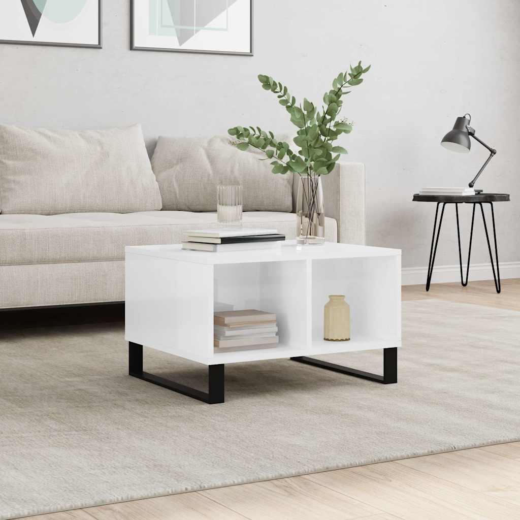 vidaXL Coffee Table High Gloss White 60x50x36.5 cm Engineered Wood 1