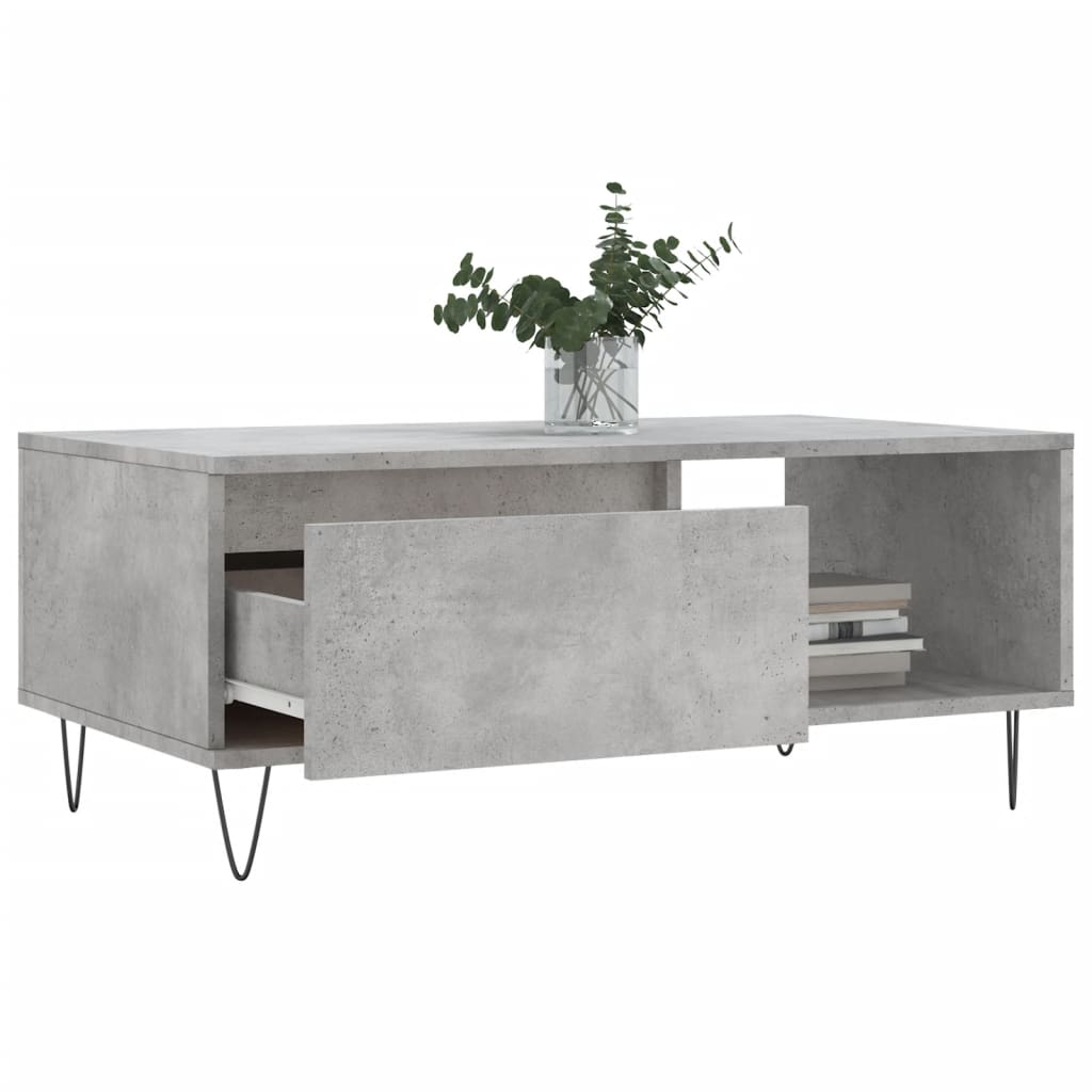 vidaXL Coffee Table Concrete Grey 90x50x36.5 cm Engineered Wood 4