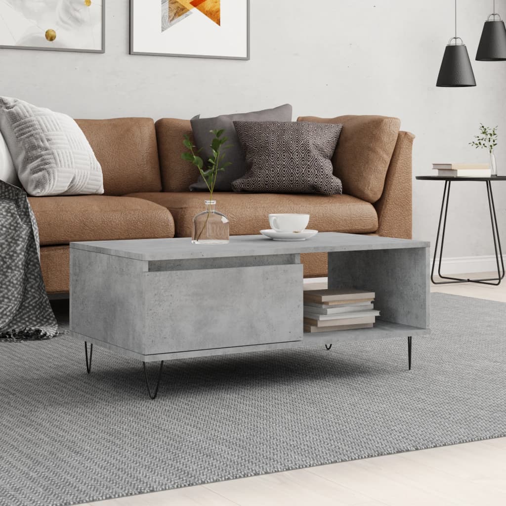 vidaXL Coffee Table Concrete Grey 90x50x36.5 cm Engineered Wood 1