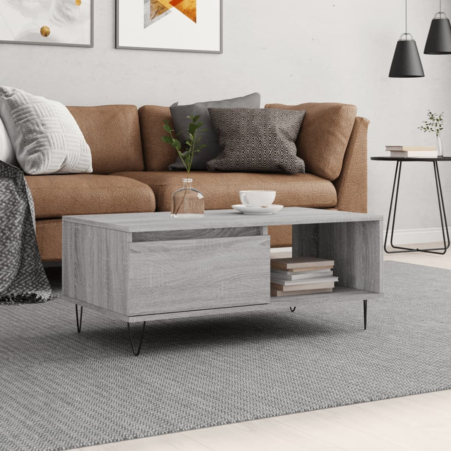 vidaXL Coffee Table Grey Sonoma 90x50x36,5 cm Engineered Wood 1
